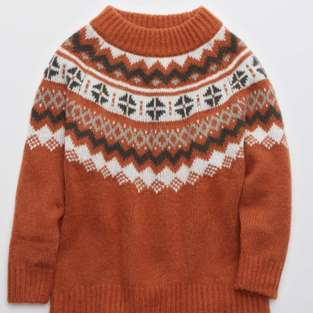 SOLD | aeo • nwot oversized fair isle sweater & pom beanie set • small | - Picture 4 of 6
